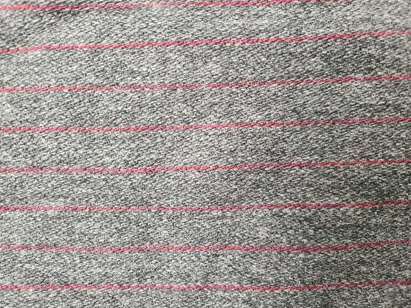 Grey with Red Stripe Wool Classtique Upholstery